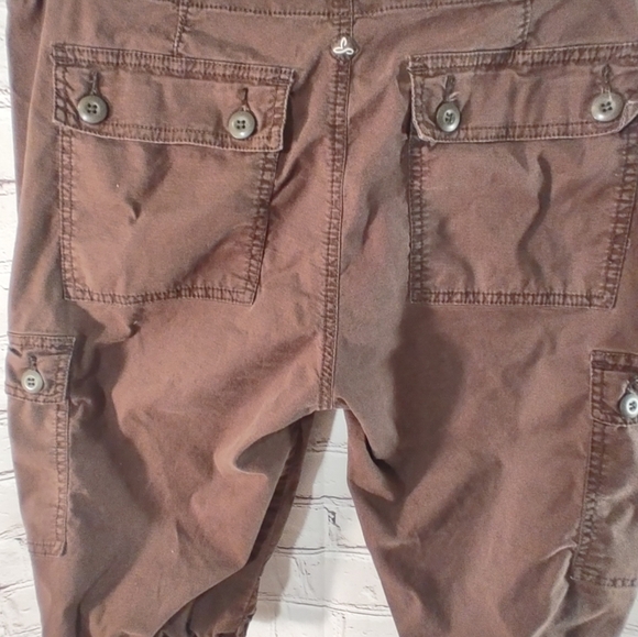 Prana Breathe Womens Cargo Brown Hiking Cinch Organic Cotton Shorts 10 - Picture 8 of 16
